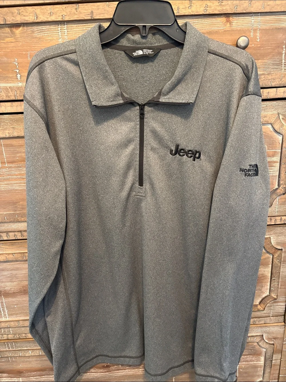 The North Face Men's Gray Quarter-Zip Fleece with Jeep Embroidery